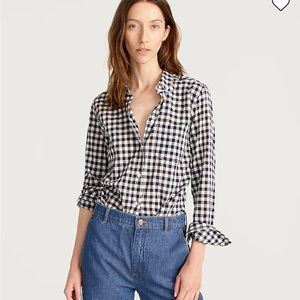 J Crew Women's Boy Fit Classic Button Down Shirt Sz 6 black/white Plaid Ging